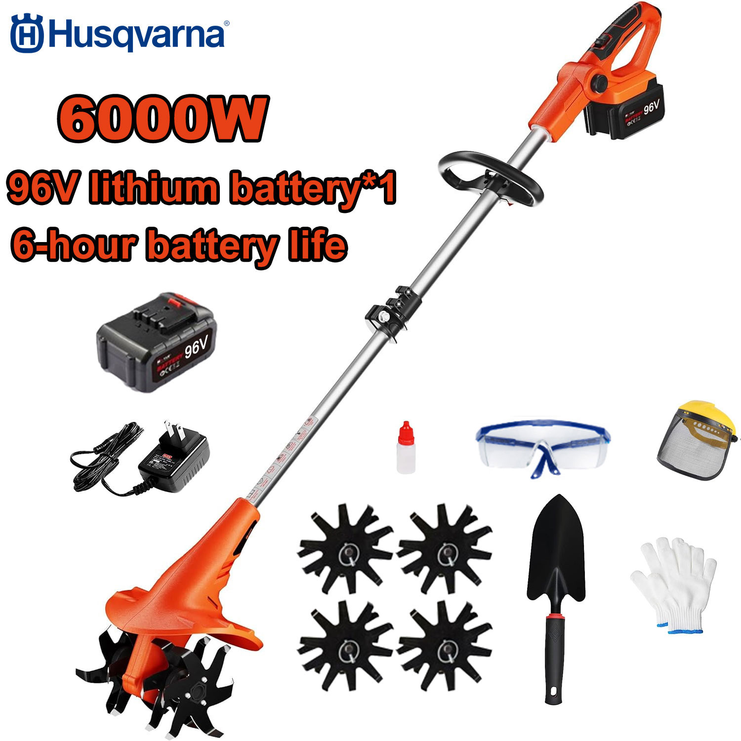 6000-W-Motorgrubber + 96-V-Akku * 1 + Schnellladung + Grubbermesser + komplettes Zubehörset